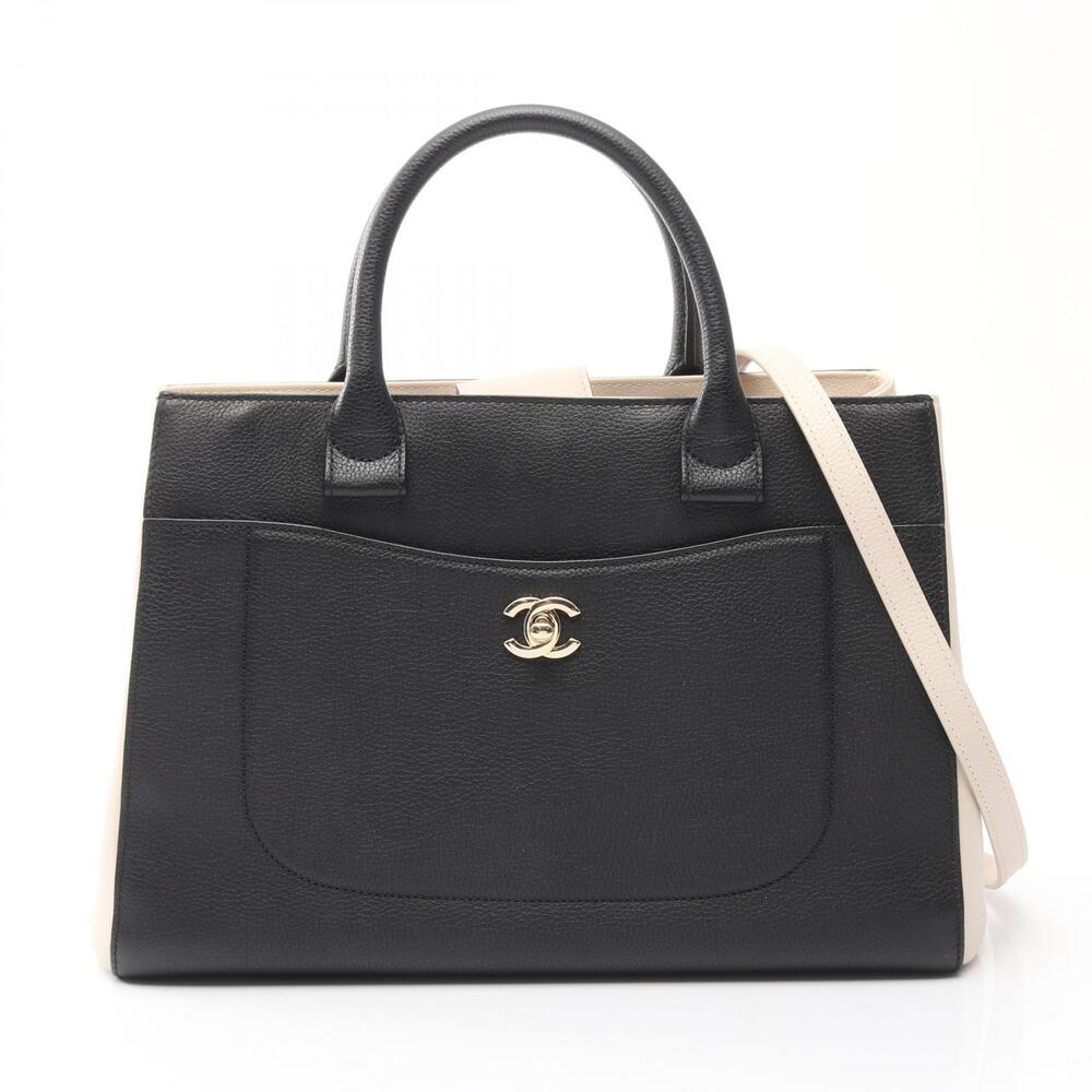 Chanel Neo Executive Tote Bag Leather Black Beige